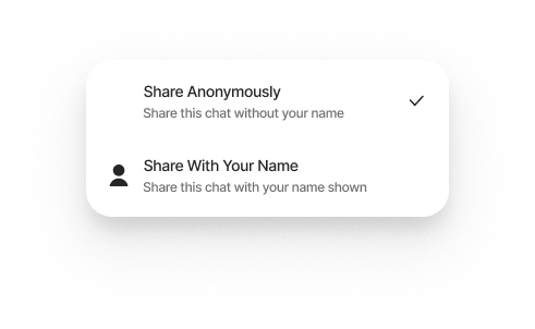 Sharing options: anonymously or with your name