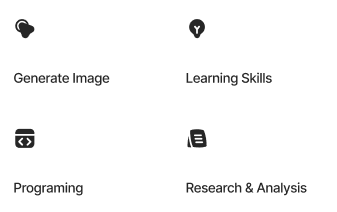 Quick capability cards for image generation, learning, programming and research